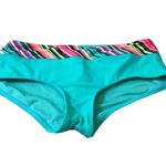 Oakley  Women's Aqua Blue Swim Bikini Bottom Size Medium w Striped Trim Photo 0