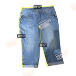 Faded Glory  Women's Capri Jeans Size 14 Blue Denim Cuff Cropped Pants‎ Photo 5
