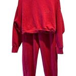 Bo + Tee UK brand hot pink cropped sweatshirt matching sweatpants thick set Photo 0