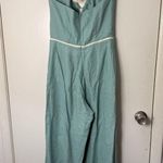 Hevron Cecily mint aqua green linen halter rope tie low back jumpsuit 6 Photo 2