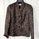 Le Suit VTG  Blazer Women Size 8 Paisley Brown Button Collared Rustic Photo 0