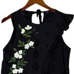 ZARA  Ruffle Sleeveless Eyelet Floral Daisy Embroidered Mini Dress Ruffle L Black Photo 3
