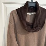 Pria Womens Plus Cotton Brown Ribbed Cowl Neck Sweater 3X Photo 1