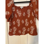 Madewell Rust Floral Smocked Puff Sleeve Top Size S Photo 3