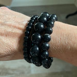 Beaded Stacking Bracelets Set Black Vintage Jewelry Y2K Chunky Mod Vtg Retro Photo 0