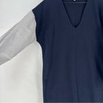 Madewell Mixed Media Sweater Dress Cotton V Neck Striped Long Sleeve Preppy Photo 5