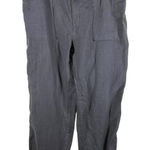 Tahari Linen Pants Size Medium Gray Pockets High Rise Stretch Waist Lagenlook Photo 0