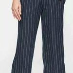 Athleta  Linen Pants Womens 2 Bali Wide Leg Cropped Blue Stripe Beachy Pockets Photo 0