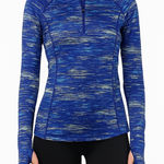 Under Armour  1/4 Zip Top Women HeatGear‎ Fitted Thumb Holes Blue Athletic Medium Photo 0