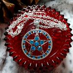 Silver Magnetic Crystal Star Pendant w/ Chain Necklace Blue Photo 2