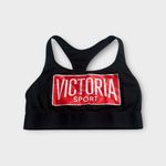 Victoria's Secret  Sport Bra Women's Large Black Red‎ Logo Racerback Gym Athletic Photo 1