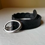 Talbots Black Leather Woven Belt Silver Oval Buckle Casual Boho Western 36 Photo 7