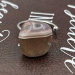 Handcrafted Purple Striped Oregon Coast Tumbled Agate Gemstone Open Back Ring Photo 4