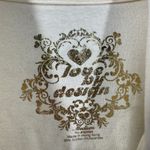 Love by Design Jacket Women M Cream Gold Metallic Graphic Long Line Y2K Spring Photo 6