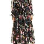 ByTIMO Floral Wrap Bodice Long Sleeve Chiffon DRESS SIZE S $495 BLACK MULTI B6 Photo 0