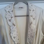 Vintage Shadowline Robe Large Ivory Embroidered Floral Pockets Belted USA Made Photo 7