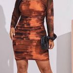 SheIn Mesh Ruched Tie Dye Dress Photo 0