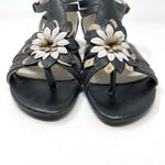 Bussola Black Tan Leather artsy Floral Flower Lisboa Sandals shoes Euro 38 US 8 Photo 2