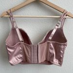 PARFAIT Light Pink Satin White Lace Trim Fem Girly Bustier Corset Bralette Top Size XL Photo 5