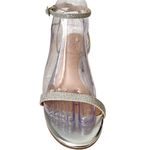 Jewel Badgley Mischka Silver Glitter Ankle Strap Block Heel Sandals 7.5 Dressy Photo 2