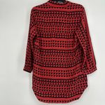 Amanda Uprichard Silk Tunic Top Red Black Art To Wear Long Sleeve Artsy Size P S Photo 5