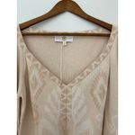 NWOT Anna Cate Sweatshirt Cotton Blend Cream Beige Ikat Poof Sleeve Medium Tan Photo 3