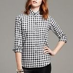 Banana Republic  Soft-wash Gingham Flannel Shirt Dark Charcoal L Photo 0