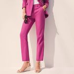 Loft  Riveria Slim Pants Linen Blend Magenta Shadow Size 12 Holiday Party Wear Photo 2