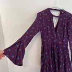 Free People FP Teagan Dress Purple Blue Long Flare Sleeve Cutout Mini Fit Flare Photo 4