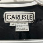 Carlisle  Women Blazer Jacket 10 Silk Tie Front Black Chic Long Line NYC Shoulder Photo 5