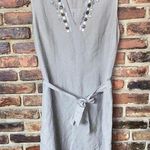 Tahari  Brown Linen Blend Beaded Embellished Sleeveless Dress Women's Size 14 Photo 0