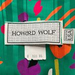 Vintage Howard Wolf Green Abstract Floral Print Mini Dress Ruffle Hem Made USA 6 Photo 8