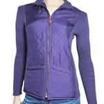 J. McLaughlin  Women’s Size S Purple Quilted Silk Ribbed Cotton Sweater Jacket Photo 1