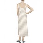 Mango 100% Cotton Cut-Out Striped Dress Macaroon NWT Khaki Size 4/Small Photo 5