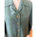 Vintage Sage Green Silk Tortoiseshell Button Long Sleeve Shirt Dress Size 8 Photo 1