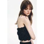 H&M NWT  APPLIQUÉD BANDEAU CROP TOP in BLACK | US S Photo 2