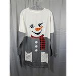 Snowman Tunic Shirt Womens Small Gray White Red Plaid Scarf Winter Holiday Top Photo 0