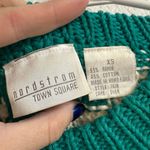 Nordstrom Vintage  Town Square Teal and White Checkered Sweater Size XS Photo 2