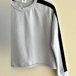 destined Y2K Cropped Sweatshirt, Light Blue/Black/White Striped, Size Medium Photo 4