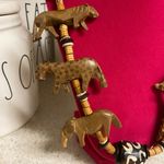 Vintage Hand Carved African Safari Animal Wood Necklace Statement Brown Photo 1