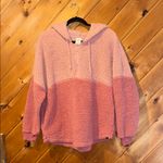 PINK - Victoria's Secret Victoria's Secret PINK Varsity pink 2 toned sherpa half-zip pullover Photo 2