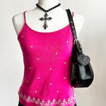 Ann Taylor Y2K Pink Embroidered Tank Top, Fairy, Coquette, Boho, Festival, Vintage,‎ Large Photo 0