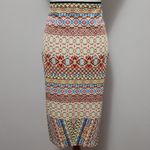 Bisou Bisou Orange Multicolored Aztec Side Slit Scuba Pencil Skirt Size XL Photo 5
