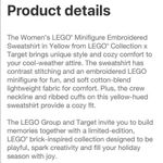 LEGO Collection x TARGET Women’s Lego Minifigure Embroidered Size S Yellow Photo 4
