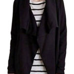 Anthropologie  Saturday Sunday Black Convertible Hooded Open Cardigan Size Medium Photo 0