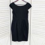 Nine West  Front Zip Sheath Dress Black Stretch Twill Cap Sleeve Size‎ 4 Photo 7