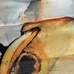 100% Silk Long Scarf cream with big yellow/mustard color flowers 23.5 x 65.5 in. Yellow Photo 3