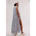 Free People  We The Free Surf Stripe Maxi Top XS Linen Oversized Beach Vacation Photo 2