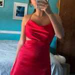 SheIn Draped cut out crisscross tie backless satin dress Photo 0