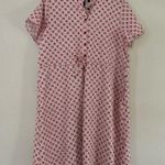 Lands' End Pink Wood Lily Medallion Tile Short Sleeve Button Front Mini Dress L Photo 2